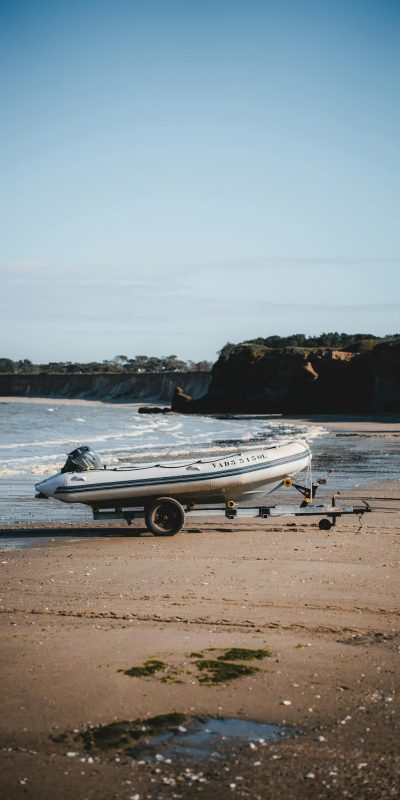 Trailer with Pontoon on Sea Shore