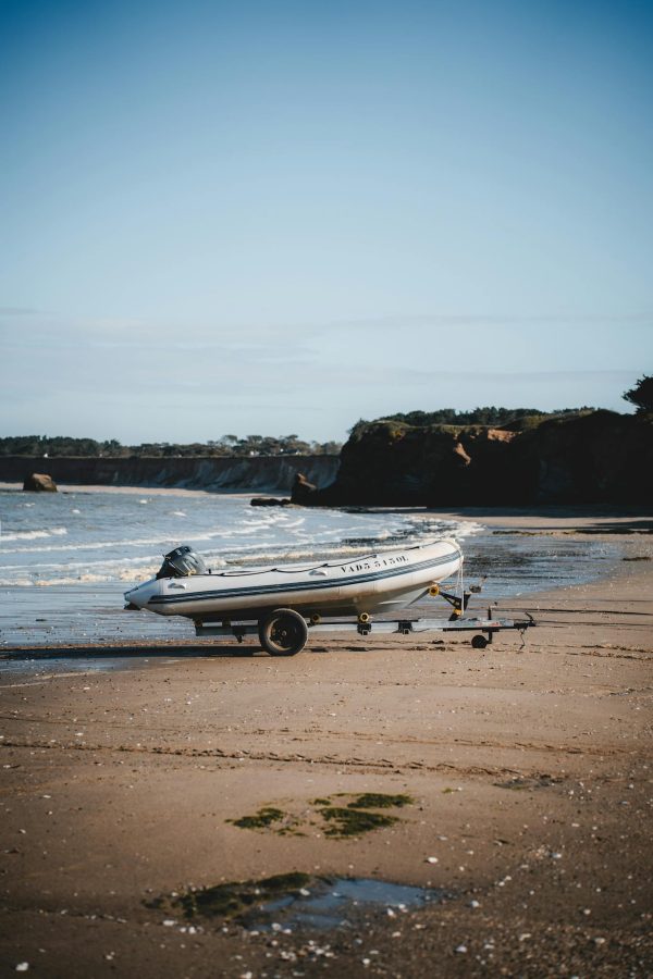 Trailer with Pontoon on Sea Shore